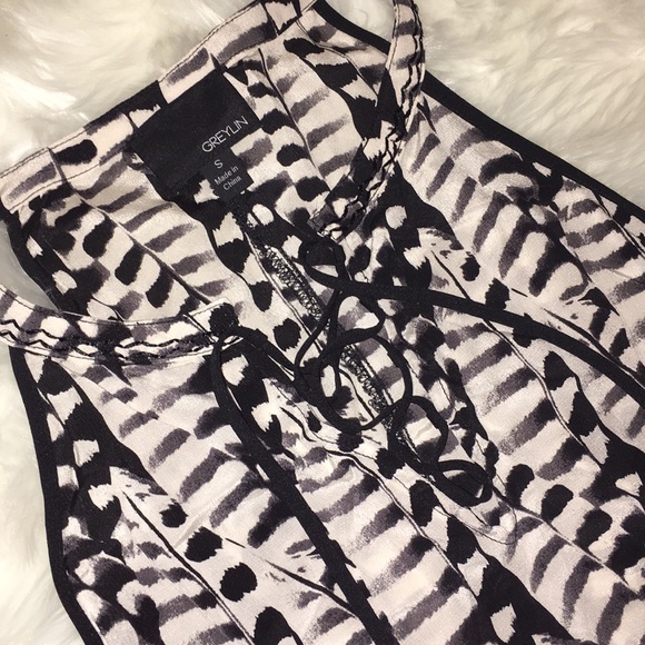 Greylin Silk Zebra Print Halter Tank - Picture 3 of 6